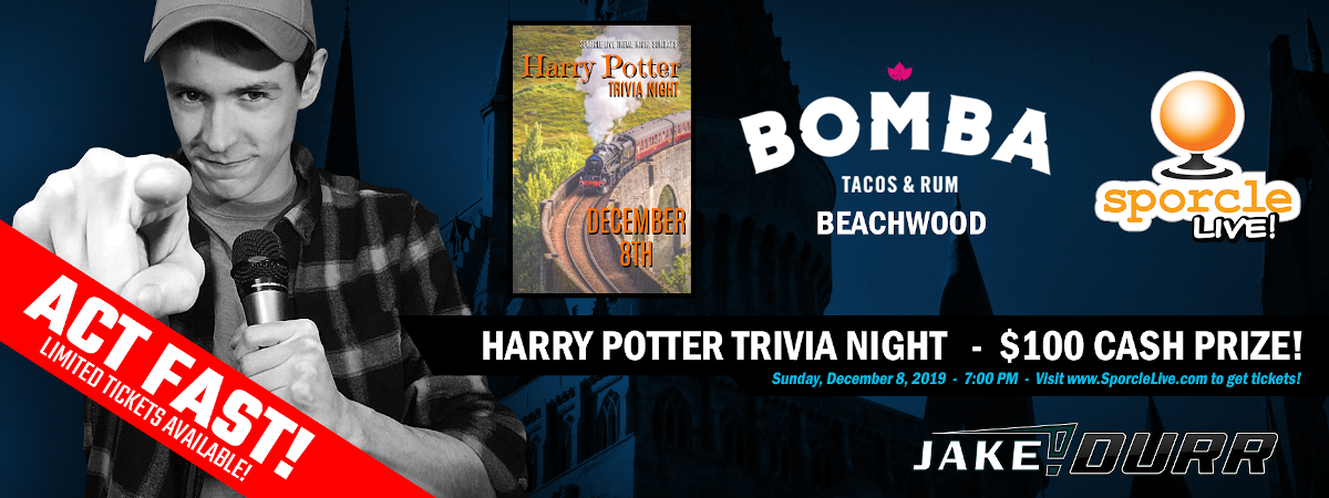 Harry Potter Trivia Night Set for 12/8/19 at BOMBA Tacos & Rum